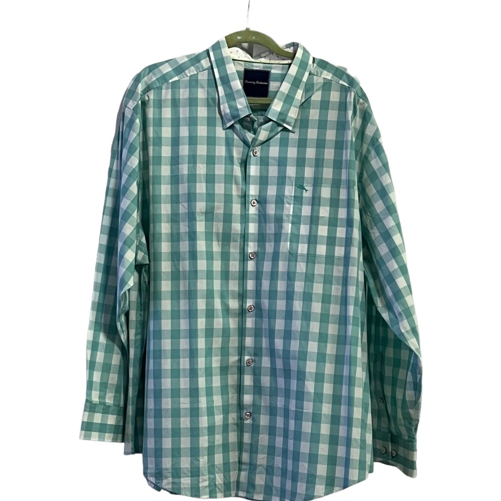 Tommy Bahama Men’s Pima Cotton Long Sleeve Button Down Shirt Green White 2XB